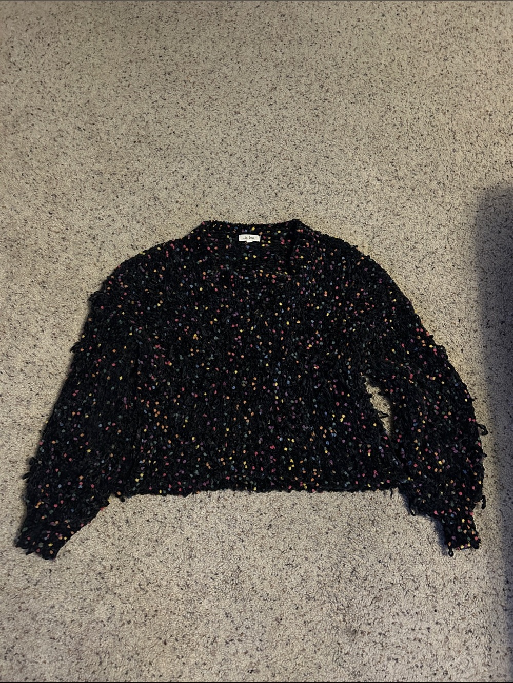 Black Multicolor Bouclé Crewneck Sweater - Women